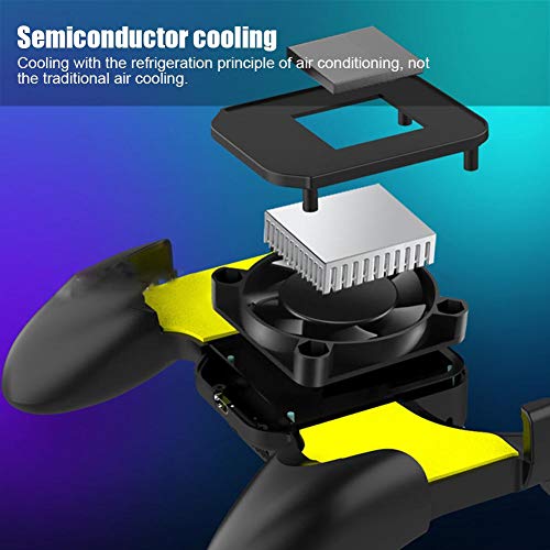 Mobile Gaming Controller, Game Phone Grip Heat Dissipation Joystick Smartphone Gamepad Handle with Cooling Fan, Support, Power Charger Finger Triggers for PUBG, Shooting Games.(Semi-Conductor)