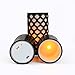 Flameless Wax Pillar Candles with Timer, White & Black, Moroccan Design, Warm White LED Glow, Batteries Included - Set of 3