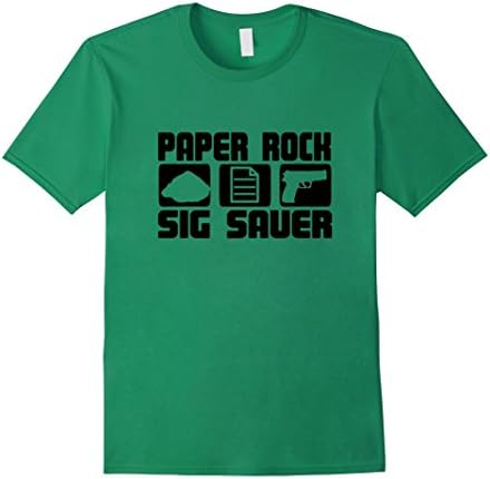 Rock Paper Sig Sauer Gun T-shirt /black fort - Male Large - Kelly Green