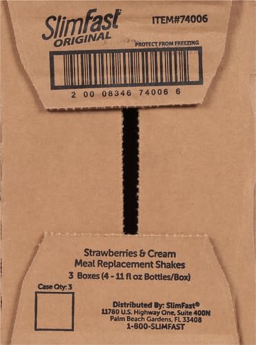 SLIMFAST MEAL REPLACEMENT SHAKE, ORIGINAL STRAWBERRIES & CREAM, 10G OF READY TO DRINK PROTEIN FOR WEIGHT LOSS, 11 FL. OZ BOTTTLE