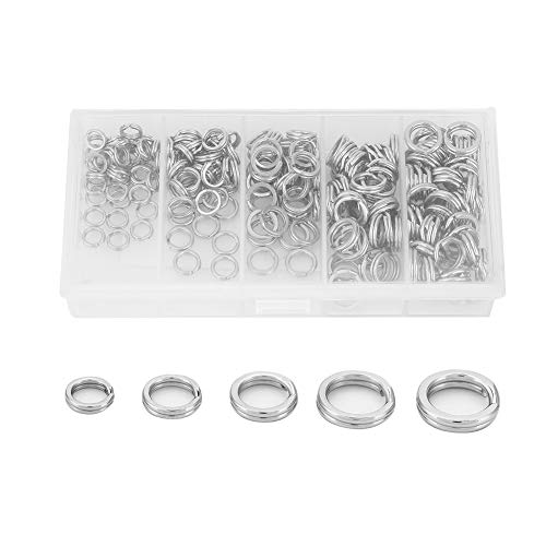 Alomejor 200 St¨¹cke Edelstahl Split Ringe Doppel Snap Ring Hochfeste Angelk?der Ring Fischk?der Stecker Angeln Set