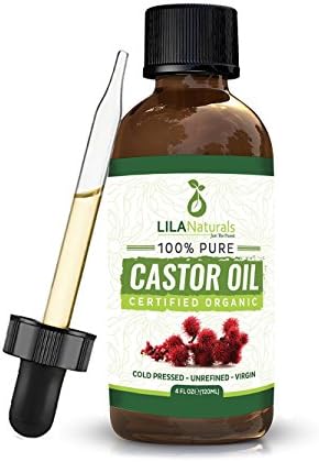 USDA Certified Organic Castor Oil 4oz, 100% Pure, Non GMO, Cold Pressed, Unrefined - All Natural Moisturizing Best for Dry Skin, Stimulates Hair Growth, Darker Eyelashes, Eyebrows - by Lila Naturals