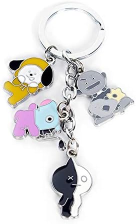 Fancyku Kpop BTS Bangtan Boys Cute Cartoon Keychain Q Version BTS Key Ring Wallet Purse Bag Streamers Hot Gift for A.R.M.Y(H02 H02)