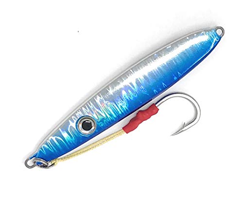 Fishing jigs Vertical Jigs Saltwater Artificial Bait Fishing Lures Jigging Lures Slow Vertical Fast Jigs w/Hooks & Rings | Assist Hook Speed Jigging Lure Speed jigs 100g (Blue) - Thumbnail 3