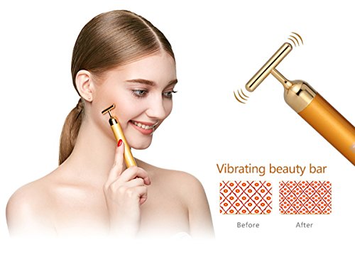 YSBER 24K Golden Face Massager & Beauty Care Vibration Facial Electric Massager for Lifting Skin Tightening Anti-wrinkle Bar Face Skincare (C)