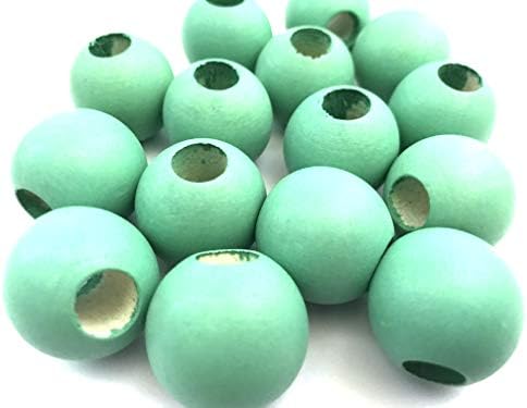20 pcs Green Seagreen Macrame Wood Beads Round 25mm Bead Jewelry Macrame Wooden Tool g2