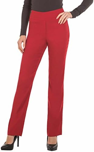 Red Hanger Womens Bootcut Stretch Dress Pants - Comfy Pull On Style, Red-XXL