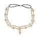Yoyorule Pearl Tassel Flower Stretch Headband Crystal Hair Chain Gold