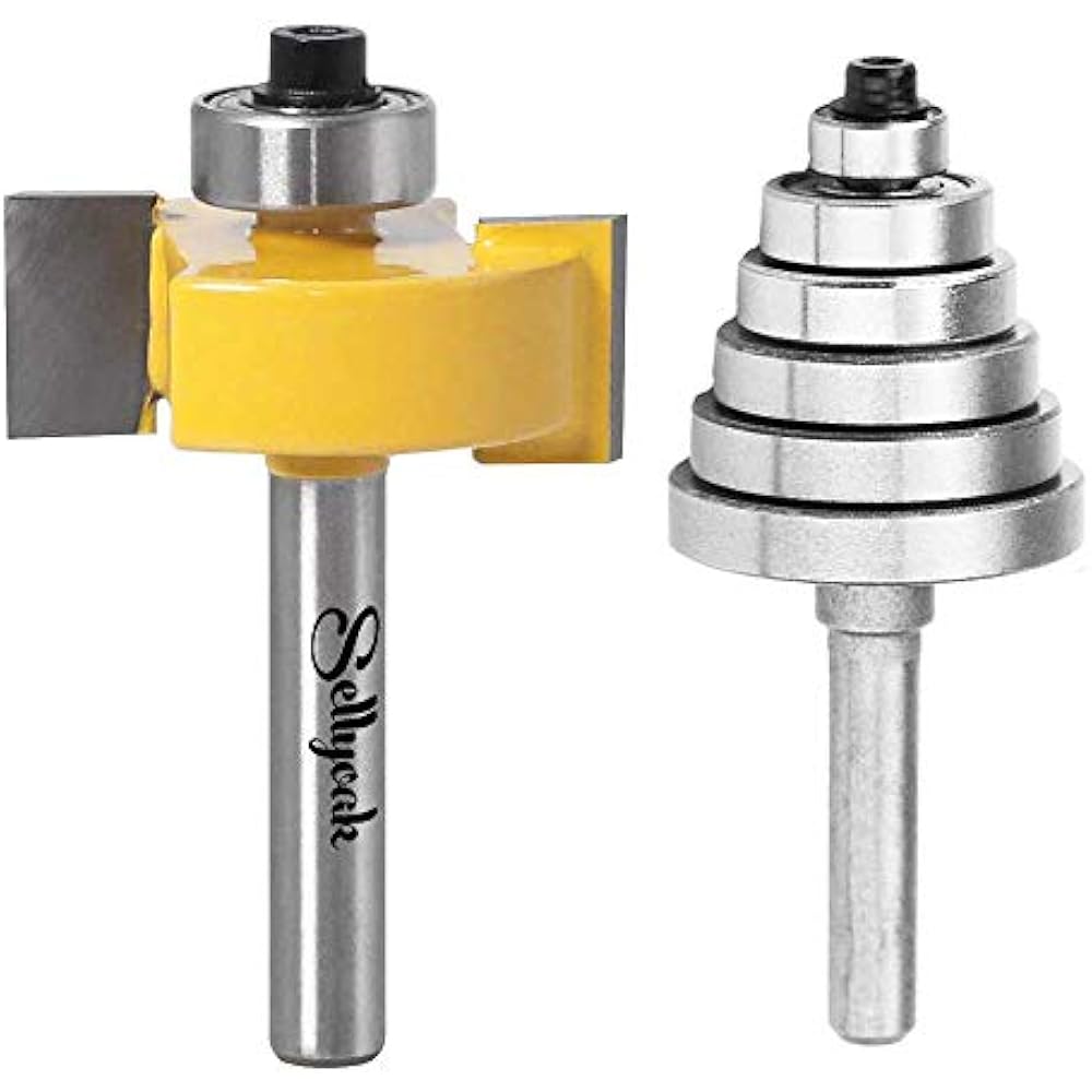 1/4 Inch Shank Rabbet Router Bit With 6 Bearings Set, SellyOak Multi