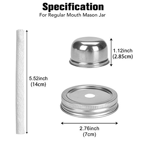 Browill [3 Pack] Mason Jar Table Top Torches Set, Oil Lamp with 3 Fiberglass Wicks, 3 Mason Jar Lids(2.75-inch), 3 Coupling Reducer, 1 Teflon Cap, for Tiki Torch Kits Outdoor Backyard Lighting Decor - Thumbnail 4