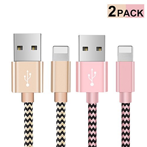 image for BESKIN Lightning Cable, 2-PACK 5FT/1.5M Nylon Braided 8 pin Charging C