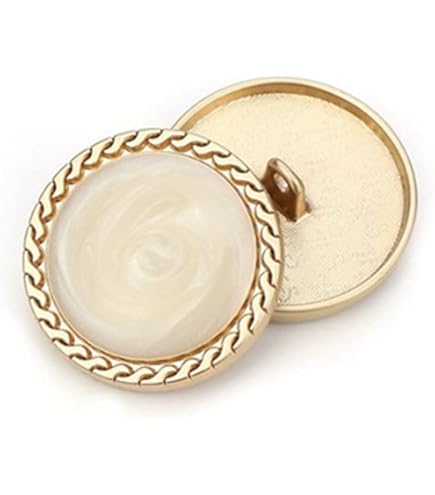 5 PCS Gold Pearl Buttons - 20mm Plastic Shank Buttons For Sewing, Clothing & DIY Crafts (White Gold)