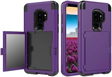 Samsung Galaxy S9+ Plus Wallet Case, ArtMine Impact Protection Card Slot Wallet Hard Case with Hidden Back Mirror for Samsung Galaxy S9 Plus 6.2 inch, Purple