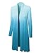 WSK1079 Womens Ombre Open Front Long Cardigan XL Aqua