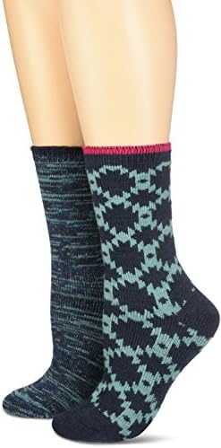 Wool IQ Women's Boot Sock 2-Pack, Navy/Seafoam, 9-11