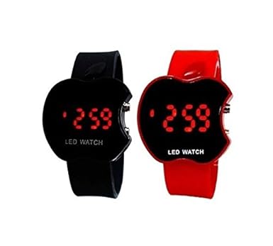 Rokcy Digital LED Black & Red Dial Combo of 2 Kids Watch (Apple Led Black_Red)