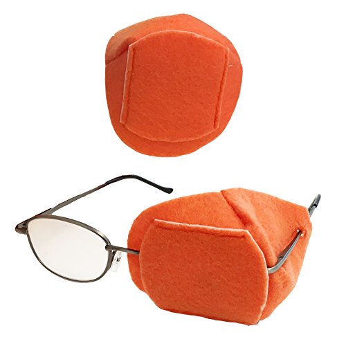 Soft, Felt Over-the-Lens Reusable, Handmade Eye Patch to Treat Amblyopia or Lazy Eye or Occlusion Therapy. Available in 10 different colors. (orange)