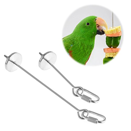 Rockruck Bird Skewer Rabbit Feeder,Bird & Small Animals Stainless Steel Skewer Fruit Vegetable Holder for Cages,1pcs Parrot Cage Skewer Food Meat Stick for Parrot & Rabbit (Small)