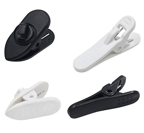 ALXCD Clips for Earphone Headphone, 360 Degree Rotate Earphone Mount Cable Clothing Clip, 2 Sizes 16 Pcs Clips for Most Monster, Sony, Sennheiser and Plantronics Headset, Pack of 16 (Black/White)