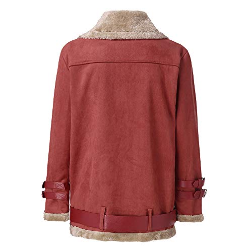 XOWRTE Women's Faux Fur Fleece Lapel Aviator Winter Warm Jacket Overcoat Outwear Coat
