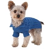 Size #12, Designer Pet Clothes, Royal Blue Dog Aran Sweater, My Pet Supplies