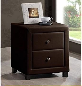 Time Living Chelsea Brown Faux Leather Two Drawer Bedside Cabinet