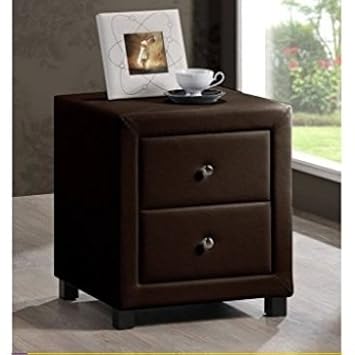 Time Living Chelsea Brown Faux Leather Two Drawer Bedside Cabinet