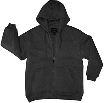 MAXXSEL Men's Matching Color Thermal Lined Full Zip Heavy Duty Hoodie Black M