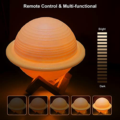 Kids Lamp with 6.5 inches,Saturn Planets Lamp for Kids,3D LED Night Light for Kids,16 Colors Lamps,Touch lamp & Remote Control Lamp Kids,USB Rechargeable,Planet Models for Kids