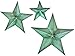 Bellaa 21352 Star Metal Wall Decor Set 3 Green Blue 12/8.5/6 inch