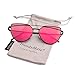 TrendyMate-Womens Street Fashion Metal Twin Beam Flat Mirror Lens Cat Eye Sunglasses