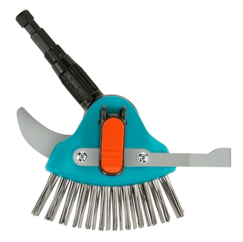 Gardena combisystem 3-in-1 Patio Cleaner: Multi-function garden tool for removing tares and moss from narrow & wide patio joints, metal brush, stainless steel blade. For all cs handles (03608-20)