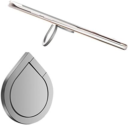 Phone Ring Stand Universal Mobile Phone Holder Hook Water Drop Shape Kickstand 360 Rotation Finger Loop Grip Sticky Adhesive for Magnetic Car Mount iPhone iPad Samsung LG Tablet Smart Phone (Sliver)