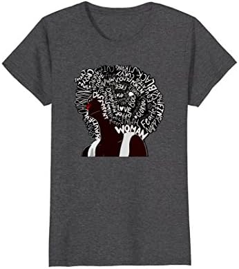 Womens Afro Word Art Natural African American Woman T-Shirt Large Dark Heather