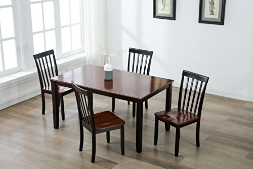 Boraam Bloomington Esszimmerstuhl Set | 2 Stück Schwarz/Kirschrot | Massivholz & Konturierter Sitz