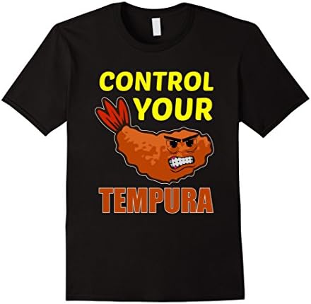 Men's FUNNY CONTROL YOUR TEMPURA T-SHIRT Japanese Sushi Food Gift Small Black