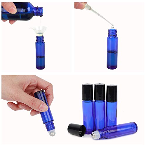 image for UrSpeedtekLive 8 Pack, HwaShin 10 ml Cobalt Blue Glass Roll on Bottles