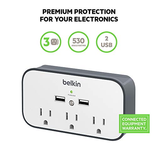 Belkin Wall Surge Protector 3 Outlet Surge Protector w/ 2 USB Ports