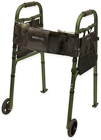 Bios Living Folding Walker with Wheels in Dark Green