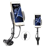 AUOPLUS Cigarette Lighter Phone Holder Car Mount Charger 3.1A Dual USB Ports with Built-in Charging Cord for Android