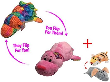 16" Rainbow Dolphin to Seal Flipazoo Stuffed Animal with Bonus 5" Elephant to Tiger Flipazoo Mini