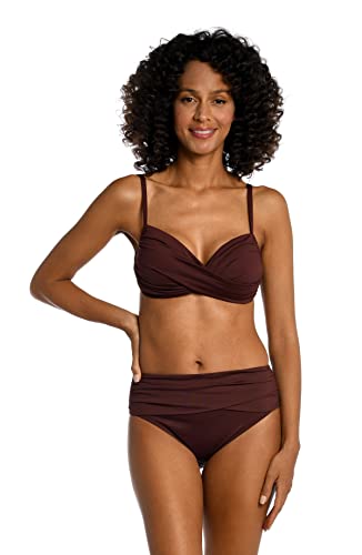 La Blanca Women’s Island Goddess Over The Shoulder Wrap Bikini Swimsuit Top, Java, 14