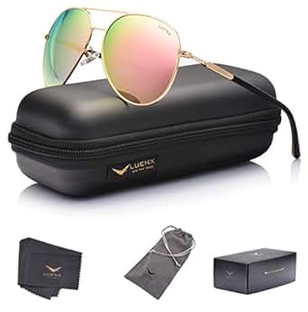 LUENX Sunglasses Aviator Polarized for Women Men with Case
