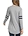 Womens Plus Size Workout Striped Baseball T-Shirt Loose Long Blouse TopGray XL