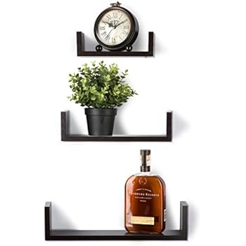 Sagler Floating Shelves Set of 3 Wall Shelves - Espresso Finish Wooden Shelves