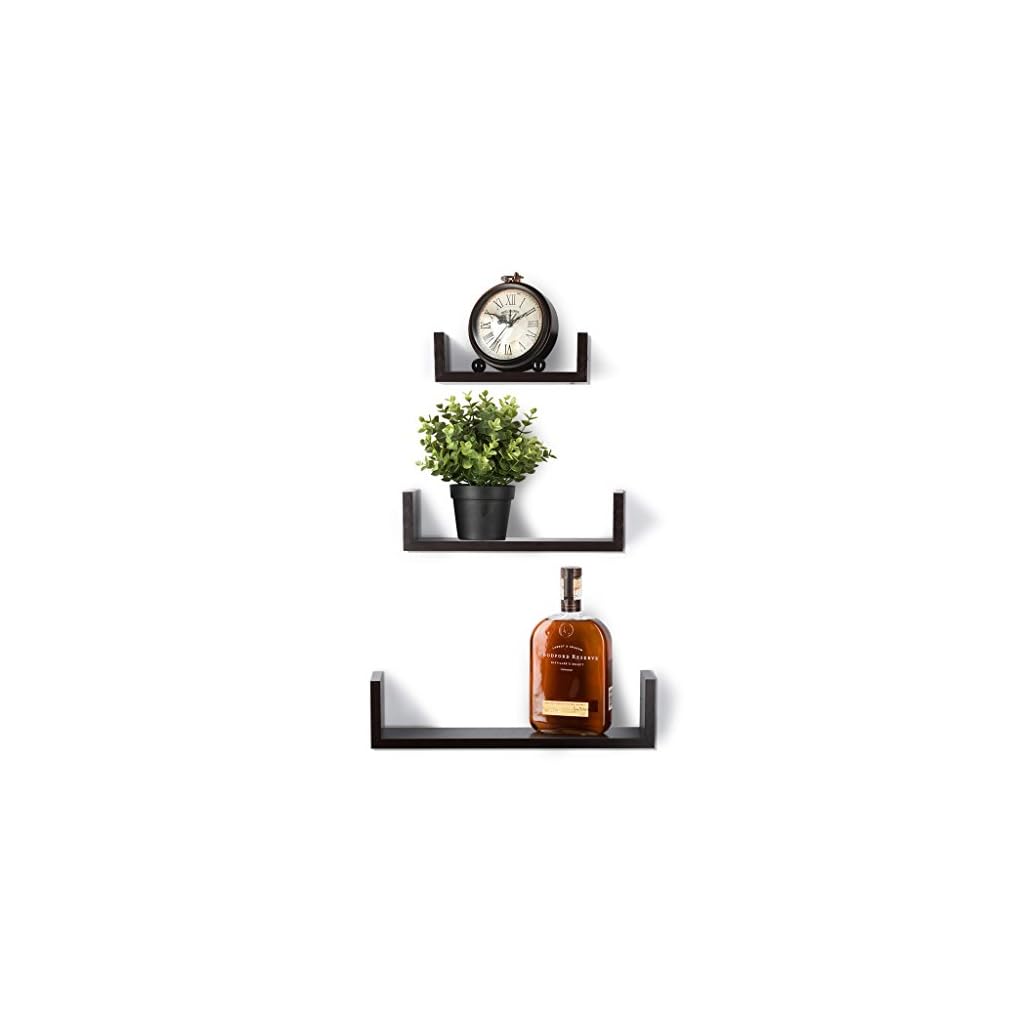 Floating Shelves Set of 3 Wall Shelves Espresso Finish Wooden Shelves