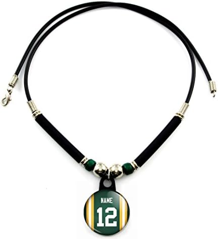 Green Bay Football Jersey Pin back Button Necklace Personalized with Your Name and Number
