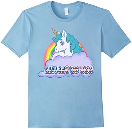 Mens Unicorn Always Be You Shirt XL Baby Blue