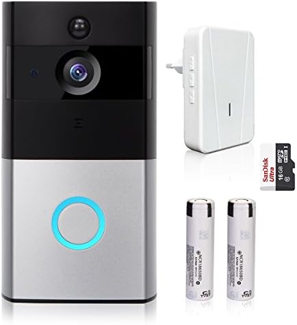 Video Doorbell, Smart Doorbell 720P HD Wifi Security Camera with 8G Memory Storage, Real-Time Two-Way Talk and Video, Night Vision, PIR Motion Detection and App Control for IOS and Android