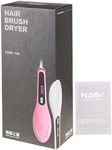 KisKis - NASV-100 PRO (75 WATT) LCD Digital Anti Static Ceramic Hair Straightener Heating Detangling Hair Brush Comb Paddle Brush For Faster Straightening Styling Massage Iron (Pink)